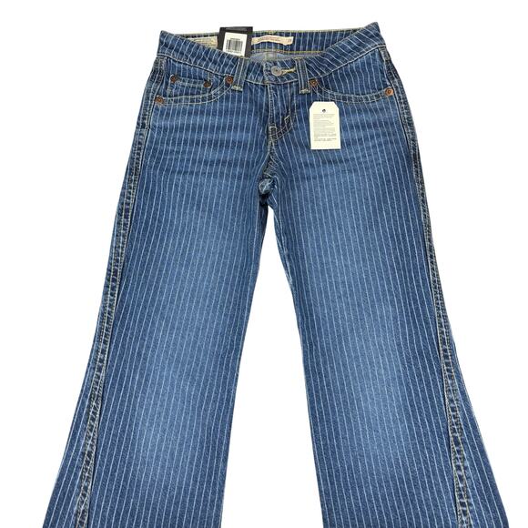 NWT LEVI'S Premium Noughties Bootcut Pinstripe Denim Jean Low Rise Y2K Sz 25 - Picture 3 of 8